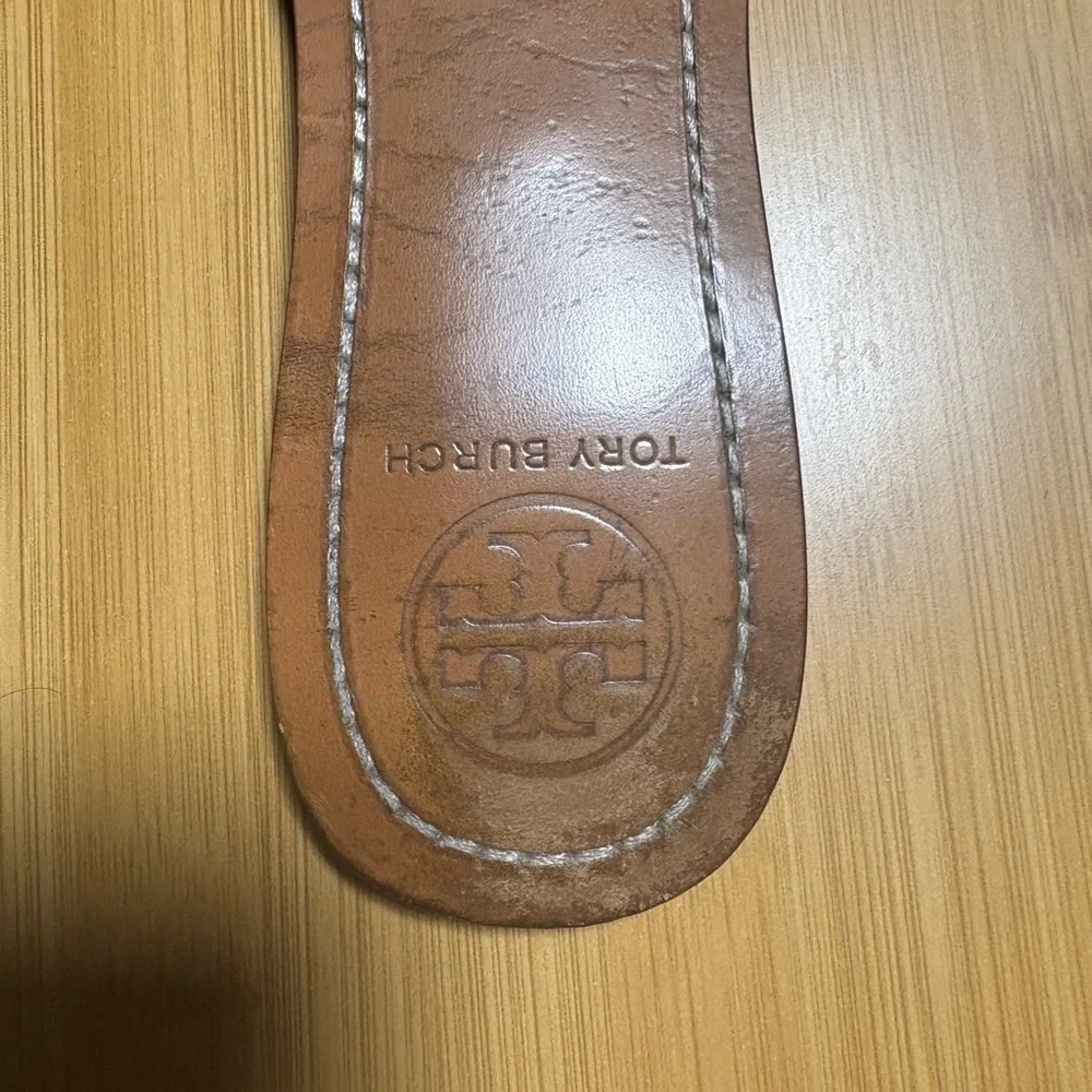 Tory Burch Navy Leather Slides - Picture 5 of 8